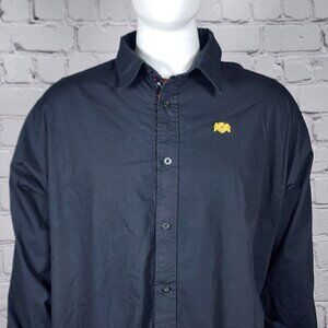 Pelle Pelle Long Sleeve Navy Cotton Shirt, Men's 3XL